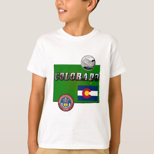 Map and Picture Text of Colorado T_Shirt