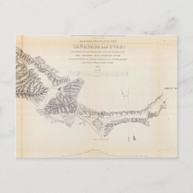 Map and Profile of Canada de las Uvas Postcard (Front)