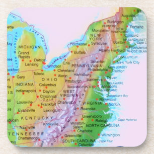 Map Appalachian Mountains East Coast US Photo Beverage Coaster