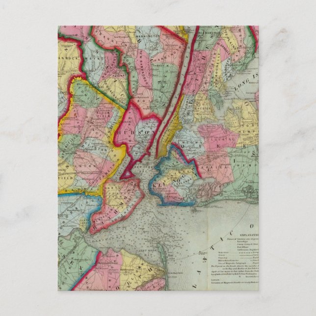Map Around The City Of New York Postcard (Front)