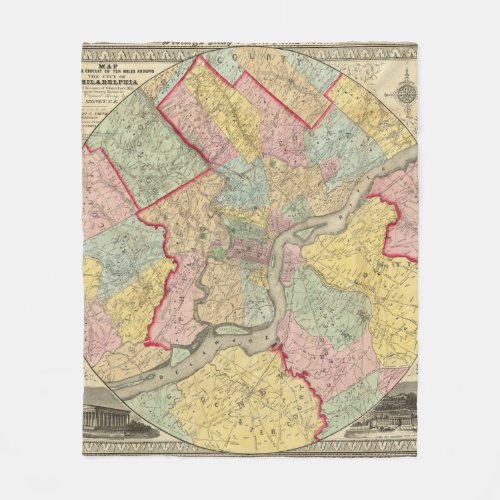 Map Around The City Of Philadelphia Fleece Blanket