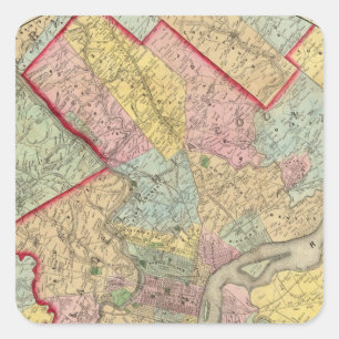 Map Around The City Of Philadelphia Square Sticker