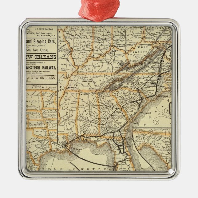 Map Atlantic Coast Line Metal Ornament (Front)