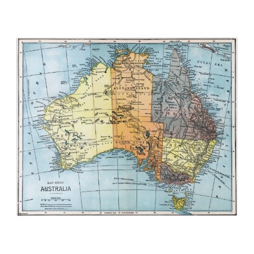 MAP AUSTRALIA c1890 Acrylic Print