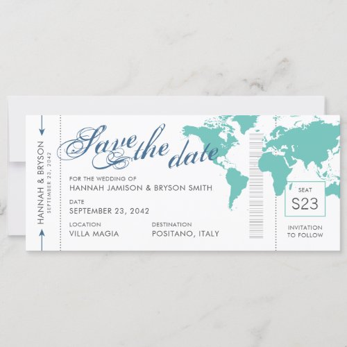 Map Boarding Pass Save the Date Card U PICK COLORS