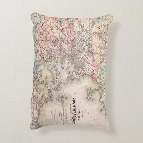 Map Boston 1883 Accent Pillow