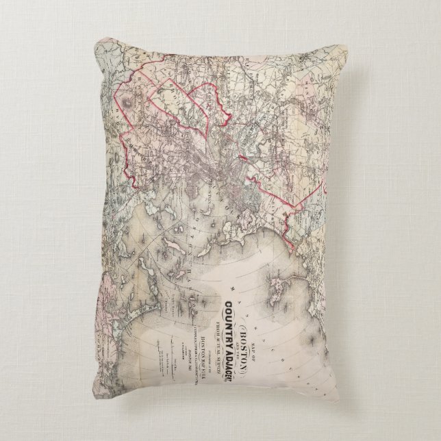 Map: Boston, 1883 Accent Pillow (Back(Vertical))