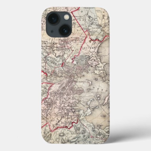 Map Boston 1883 iPhone 13 Case