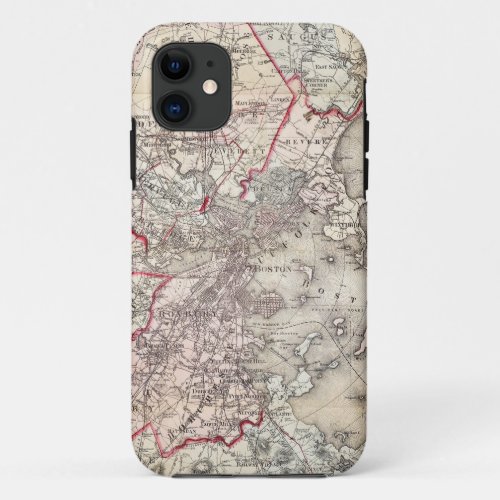 Map Boston 1883 iPhone 11 Case