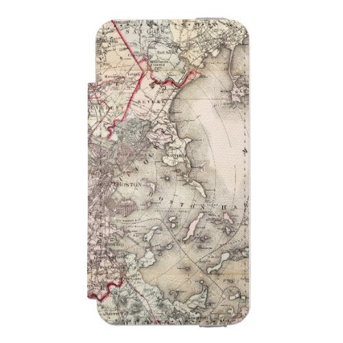 Map Boston 1883 Wallet Case For iPhone SE55s