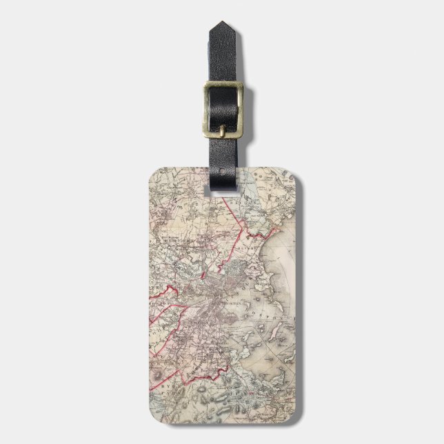 Map: Boston, 1883 Luggage Tag (Front Vertical)