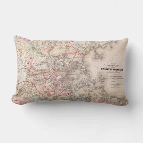 Map Boston 1883 Lumbar Pillow