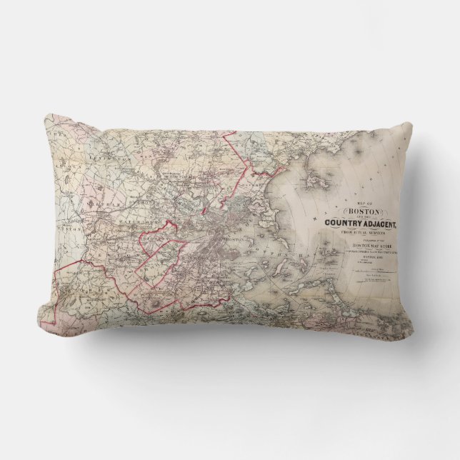 Map: Boston, 1883 Lumbar Pillow (Front)
