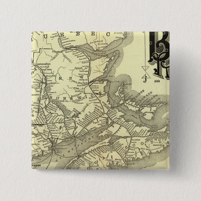 Map Boston and Maine Railroad 2 Pinback Button (Front)