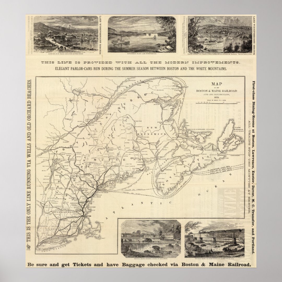 Map Boston and Maine Railroad Poster | Zazzle