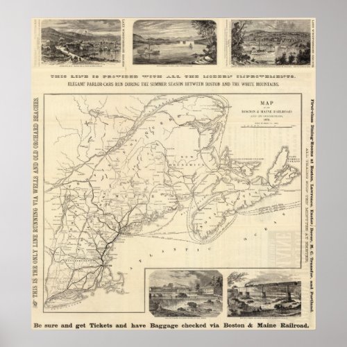 Map Boston and Maine Railroad Poster