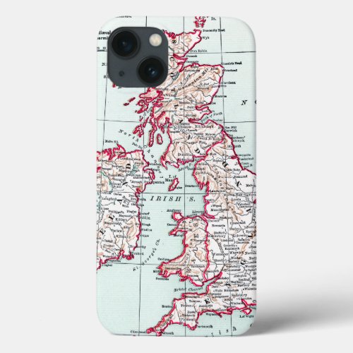 MAP BRITISH ISLES c1890 iPhone 13 Case