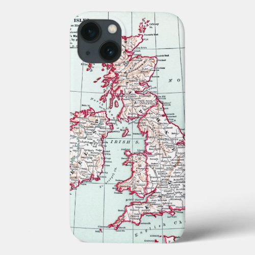 MAP BRITISH ISLES c1890 iPhone 13 Case