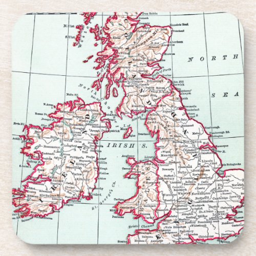 MAP BRITISH ISLES c1890 Drink Coaster