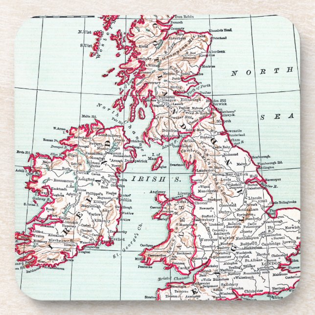 MAP: BRITISH ISLES, c1890 Drink Coaster (Front)