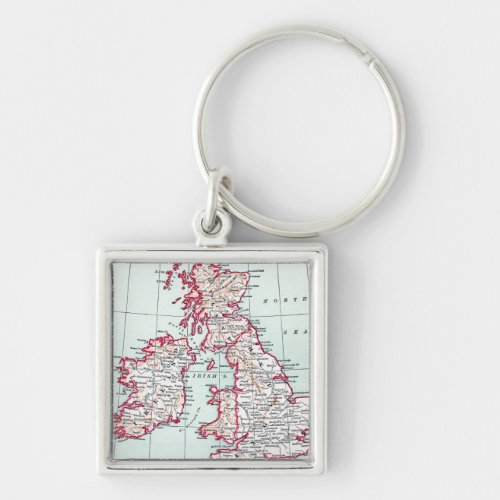 MAP BRITISH ISLES c1890 Keychain