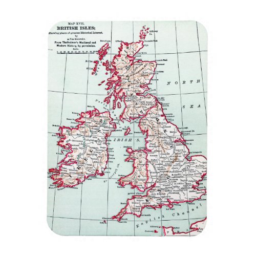 MAP BRITISH ISLES c1890 Magnet