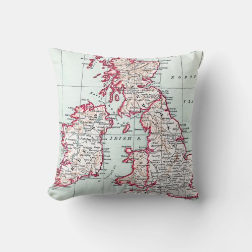 MAP BRITISH ISLES c1890 Throw Pillow