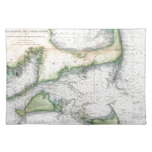 Map Cape Cod, Nantucket, Martha's Vineyard Cloth Placemat