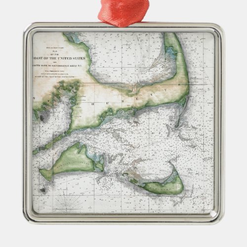 Map Cape Cod Nantucket Marthas Vineyard Metal Ornament