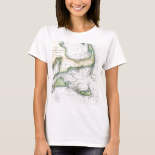 Map Cape Cod, Nantucket, Martha's Vineyard T-Shirt