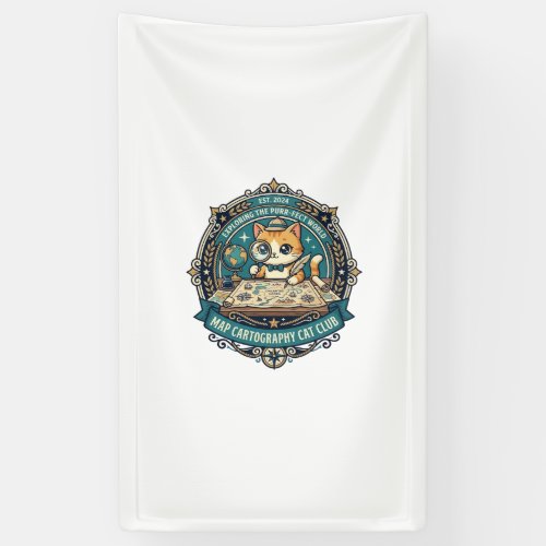 Map Cartography Cat Funny Cat Lover Design - Map C Banner