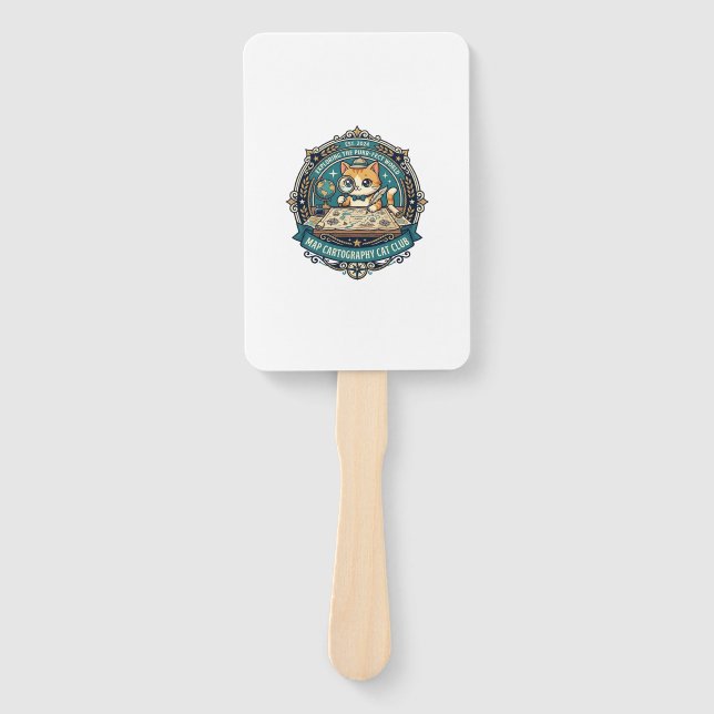 Map Cartography Cat Funny Cat Lover Design - Map C Hand Fan (Front)