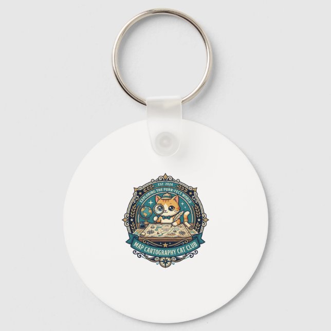 Map Cartography Cat Funny Cat Lover Design - Map C Keychain (Front)
