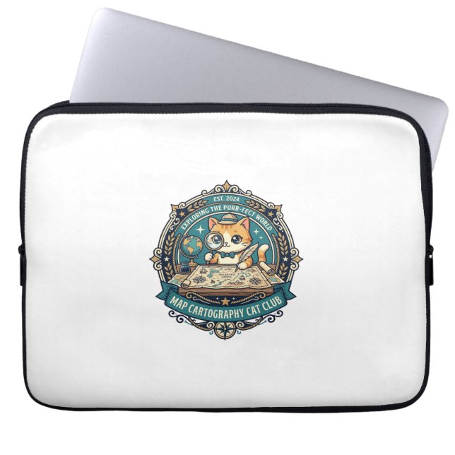 Map Cartography Cat Funny Cat Lover Design - Map C Laptop Sleeve (Front)