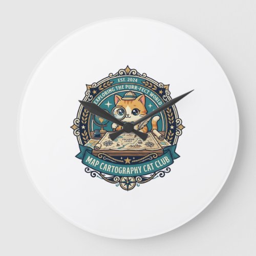 Map Cartography Cat Funny Cat Lover Design - Map C Large Clock