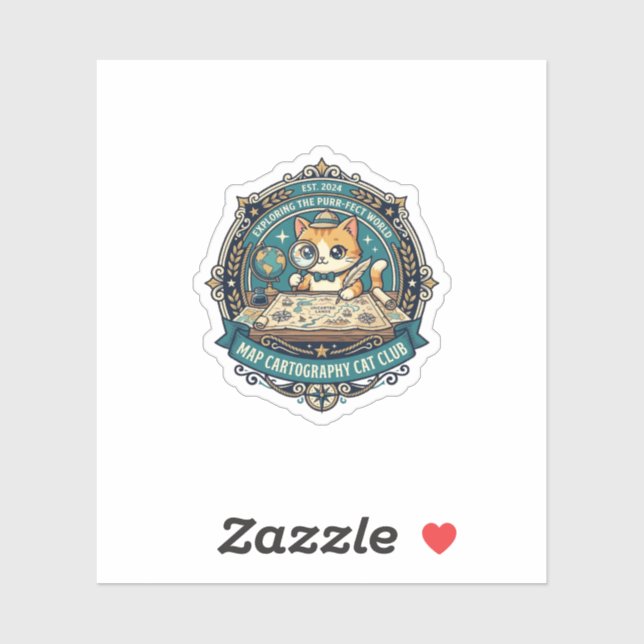 Map Cartography Cat Funny Cat Lover Design - Map C Sticker (Sheet)