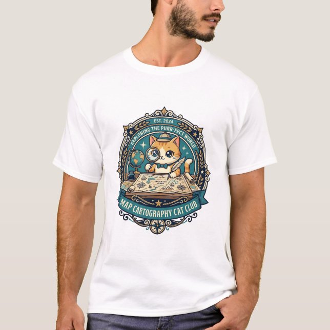 Map Cartography Cat Funny Cat Lover Design - Map C T-Shirt (Front)