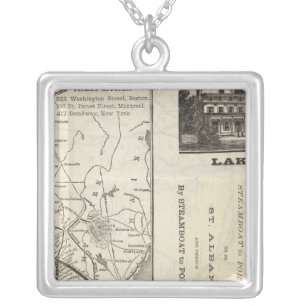 Map Central Vermont Railroad Silver Plated Necklace