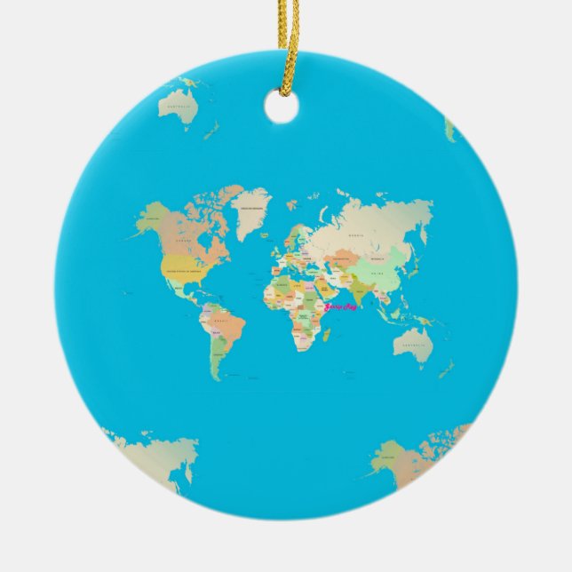 map ceramic ornament (Front)