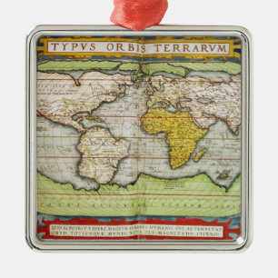 Map charting Sir Francis Drake's Metal Ornament