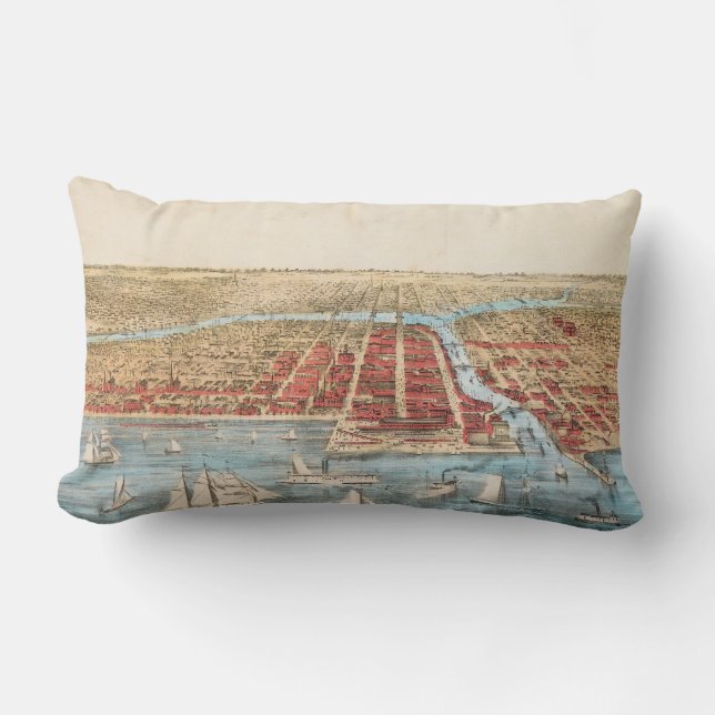 MAP: CHICAGO, c1857 Lumbar Pillow (Front)