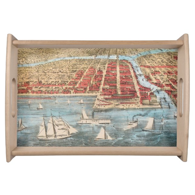 MAP: CHICAGO, c1857 Serving Tray (Front)