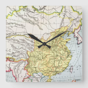 MAP: CHINA, 1910 SQUARE WALL CLOCK