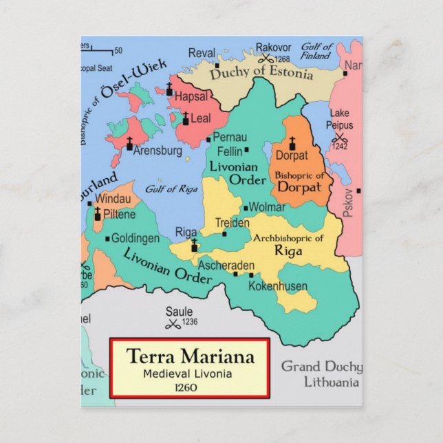 Map circa 1260 postcard (Front)