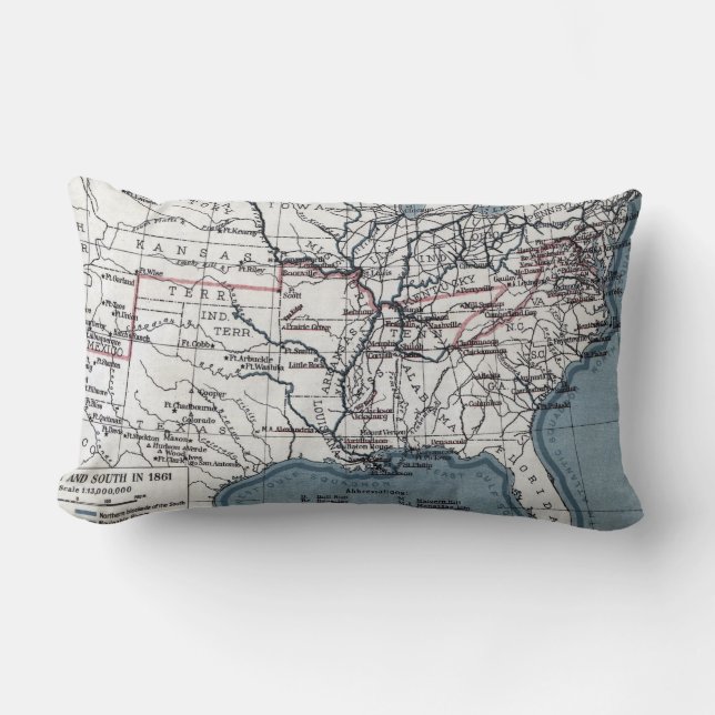 MAP: CIVIL WAR, 1861 LUMBAR PILLOW (Front)