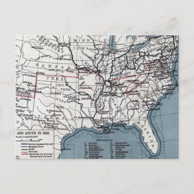 MAP: CIVIL WAR, 1861 POSTCARD (Front)