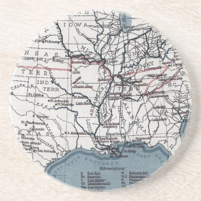 MAP: CIVIL WAR, 1861 SANDSTONE COASTER (Front)