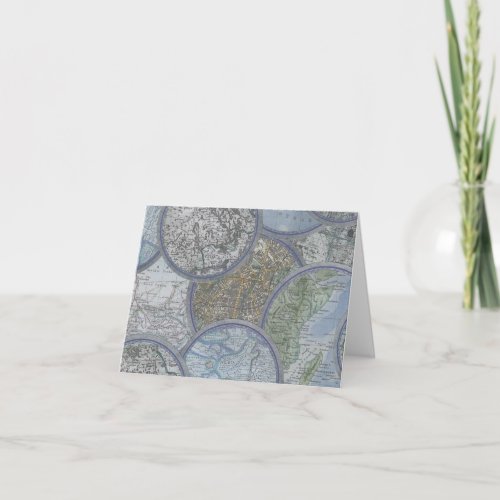 Map Collage Blank Folded Note Card