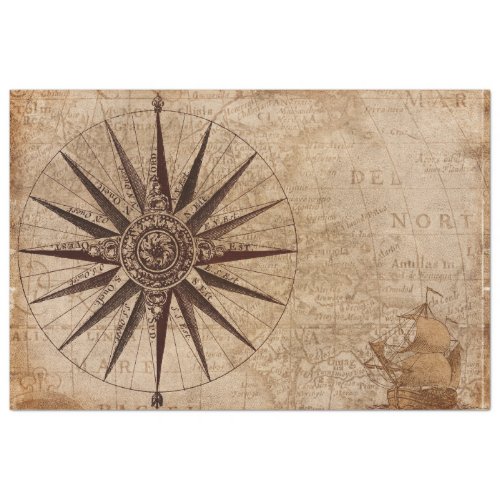 map compass tissue paper