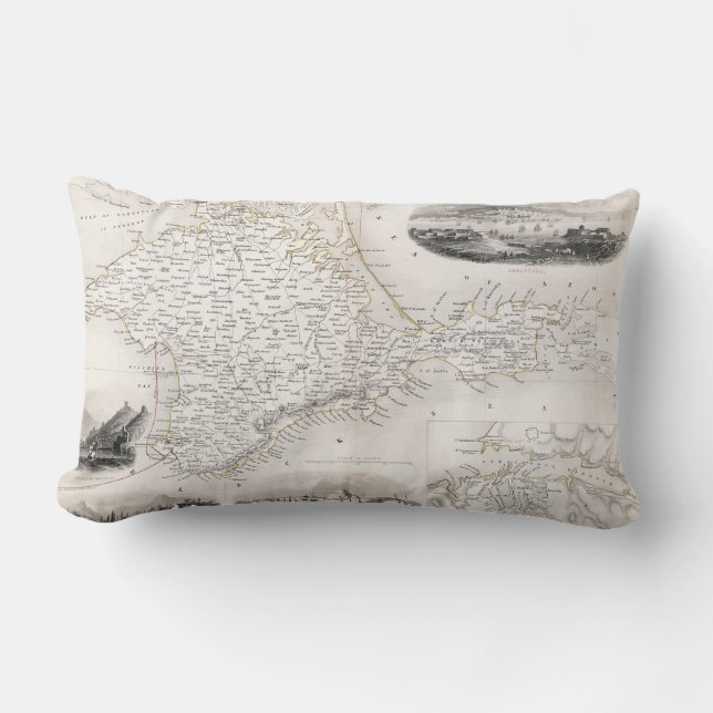 MAP: CRIMEA, c1855 Lumbar Pillow (Front)